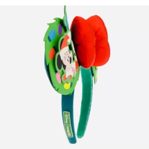 NWT Disney Parks 2023 Christmas Mickey Minnie Mouse Bow Ear Headband Loungefly - Picture 3 of 5
